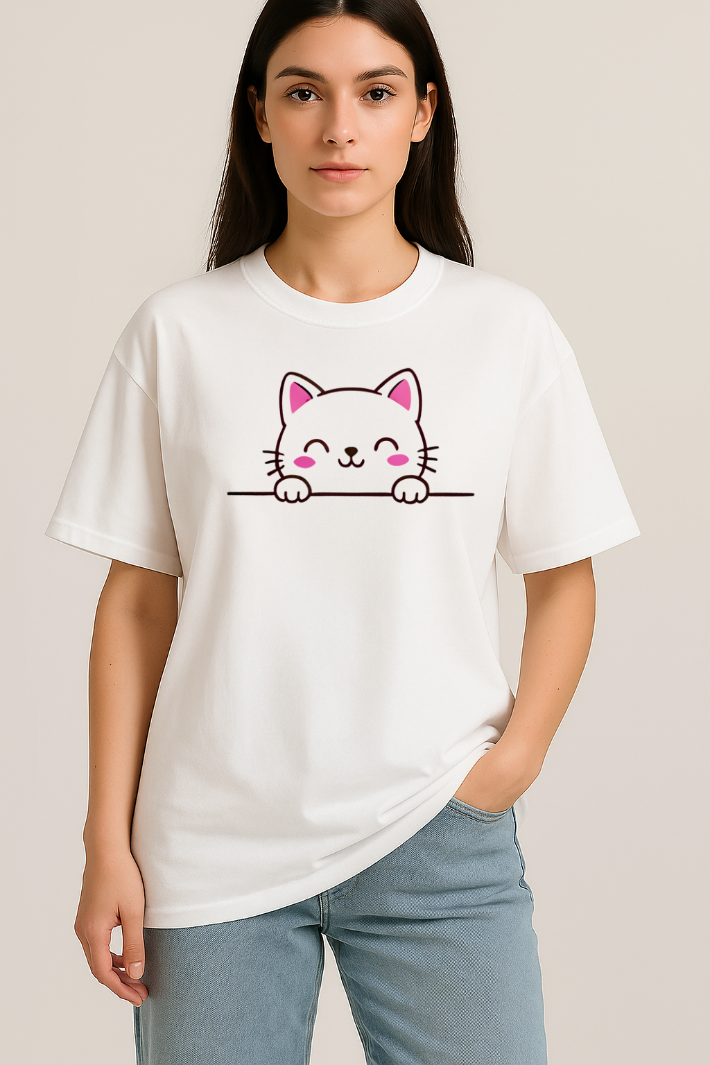 Unisex Peek-a-Purr Oversized Tee