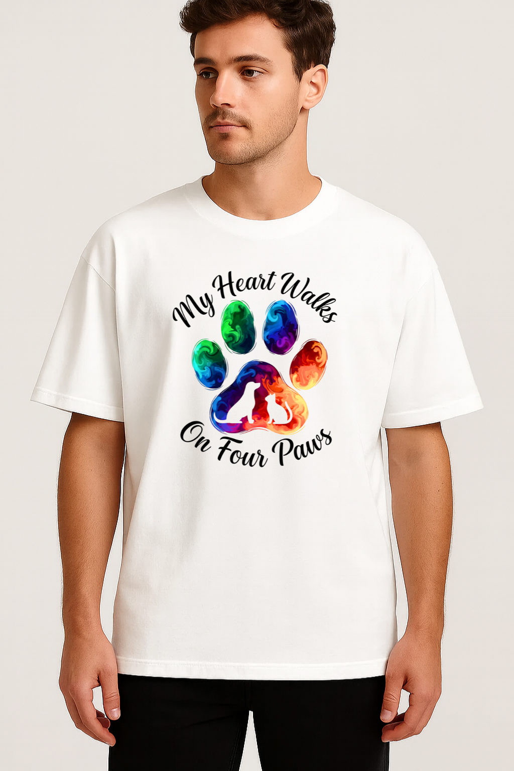 Unisex Heart on Four Paws Oversized Tee
