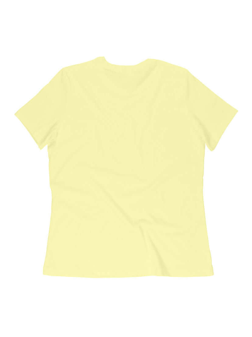 FluffyPaw Women's Kitten T-Shirt, soft yellow fabric, sustainable and eco-friendly materials, curved pattern, regular fit.
