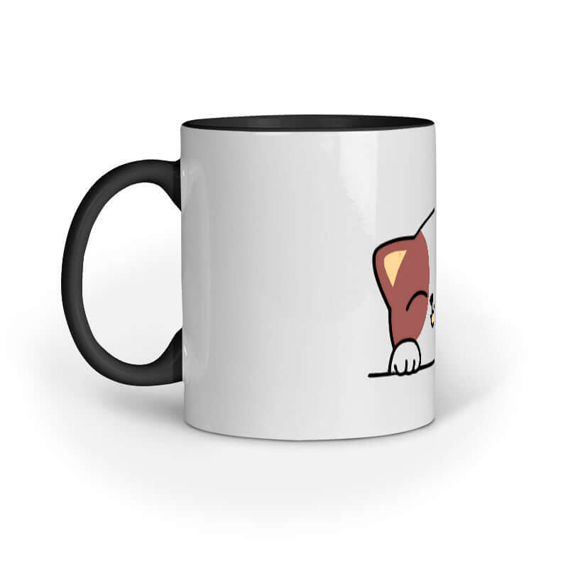 FluffyPaw Mug with adorable cat design and black handle.