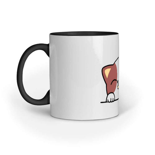 FluffyPaw Mug with adorable cat design and black handle.