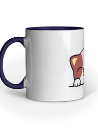 FluffyPaw Mug with cute animal design and navy interior, perfect for pet lovers and coffee enthusiasts.