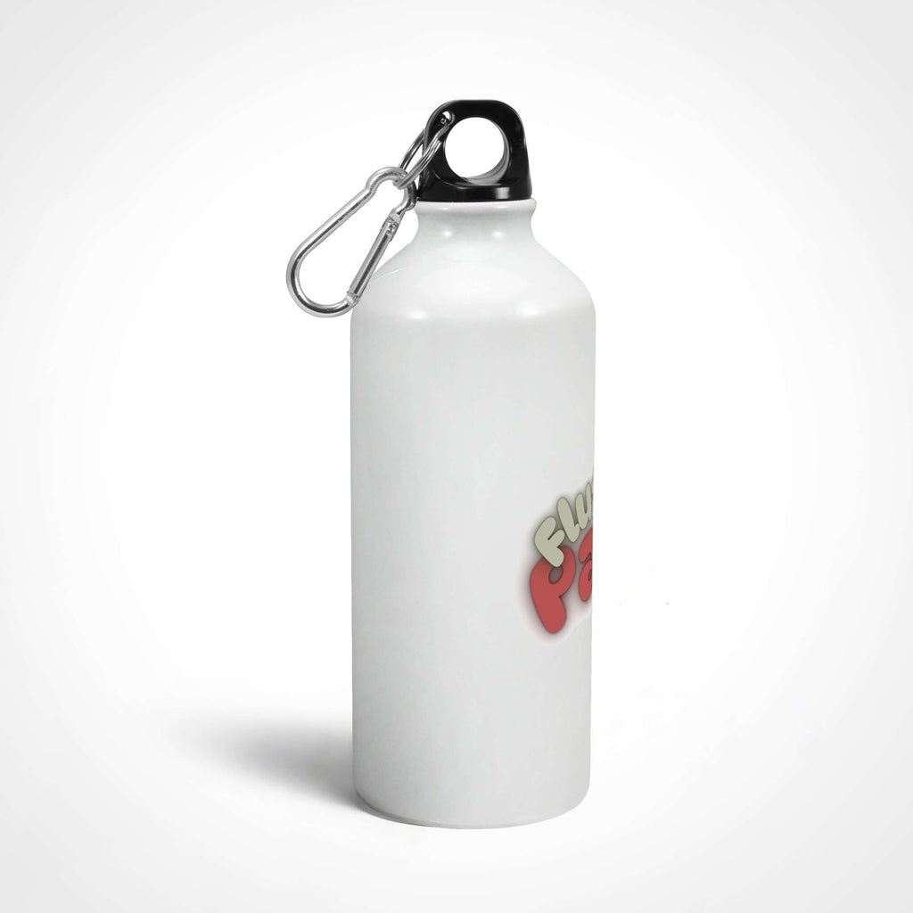 FluffyPaw Sipper Bottle, 600ml aluminum with twist-on lid and carabiner, eco-friendly and leak-proof, gloss finish.