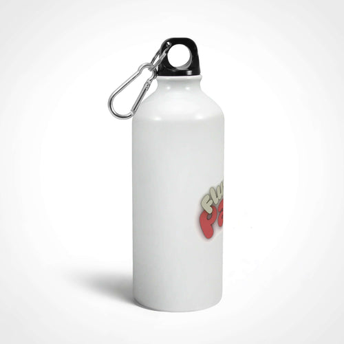 FluffyPaw Sipper Bottle, 600ml aluminum with twist-on lid and carabiner, eco-friendly and leak-proof, gloss finish.