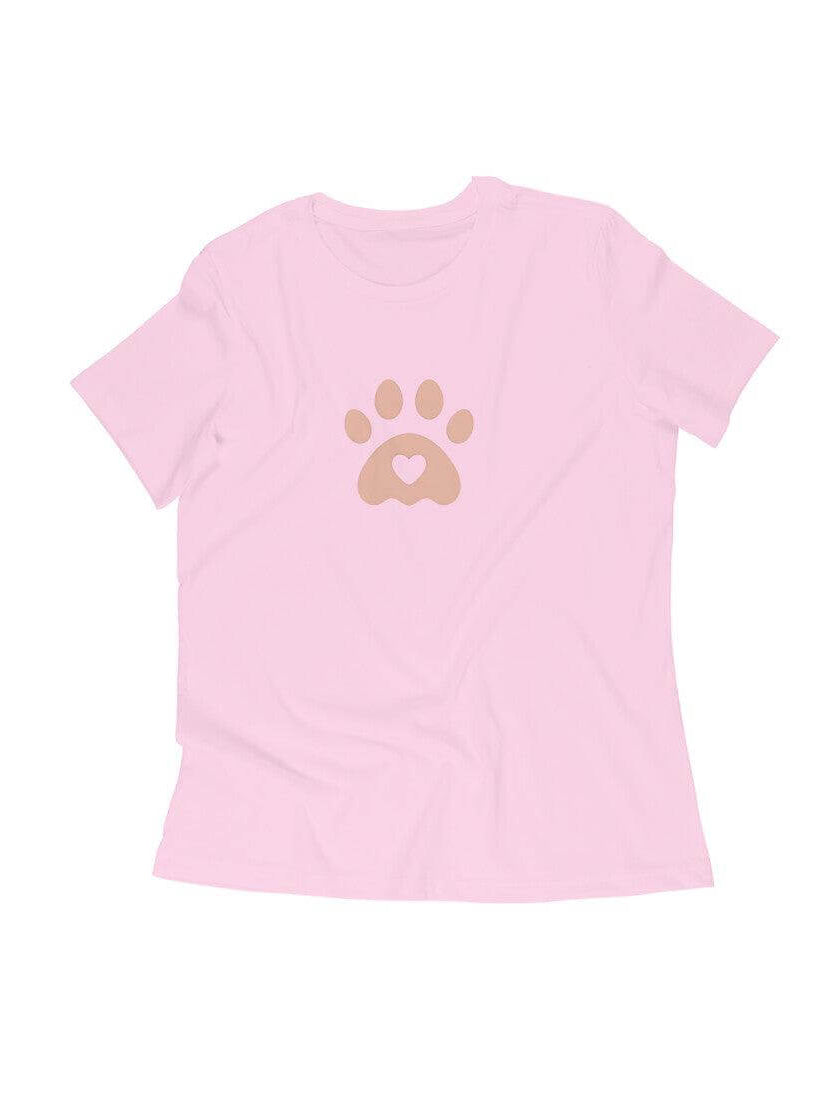 FluffyPaw Women's Paw T-Shirt, pink color, featuring a paw print design with soft fabric and sustainable inks.