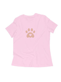 FluffyPaw Women's Paw T-Shirt, pink color, featuring a paw print design with soft fabric and sustainable inks.